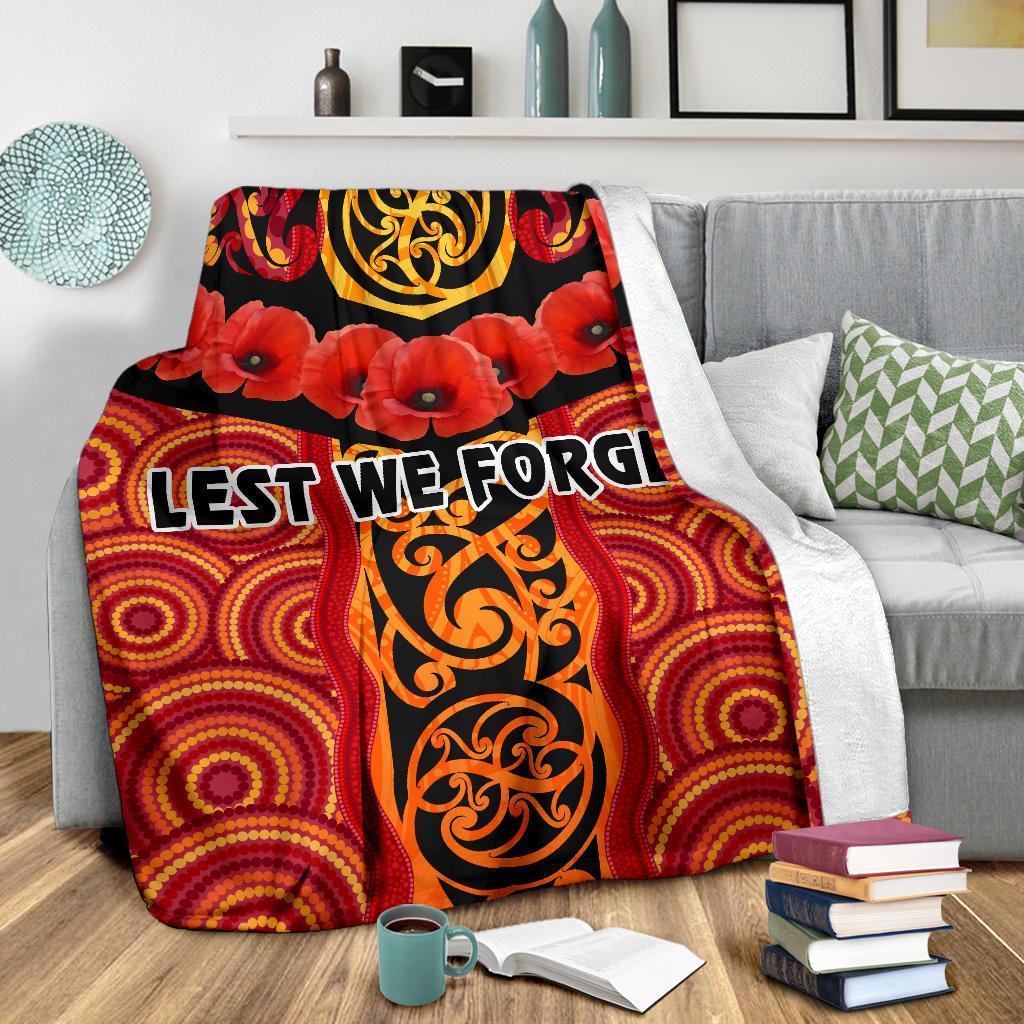 anzac-lest-we-forget-poppy-premium-blanket-new-zealand-maori-silver-fern-australia-aboriginal