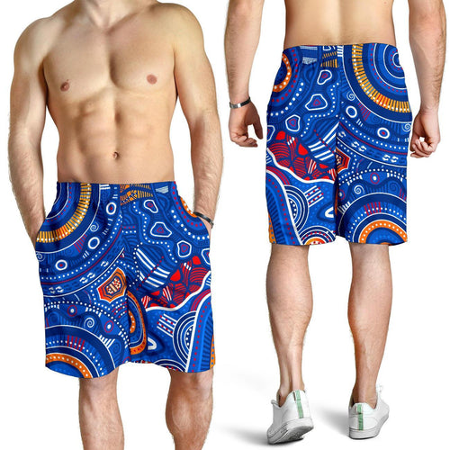aboriginal-mens-shorts-indigenous-footprint-patterns-blue-color