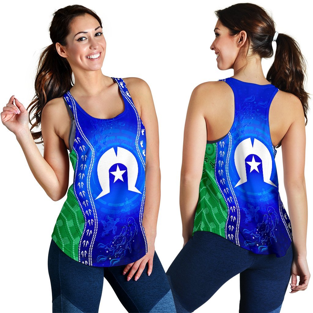 Torres Strait Islanders Women's Racerback Tank - Torres Symbol With Aboriginal Patterns - Vibe Hoodie