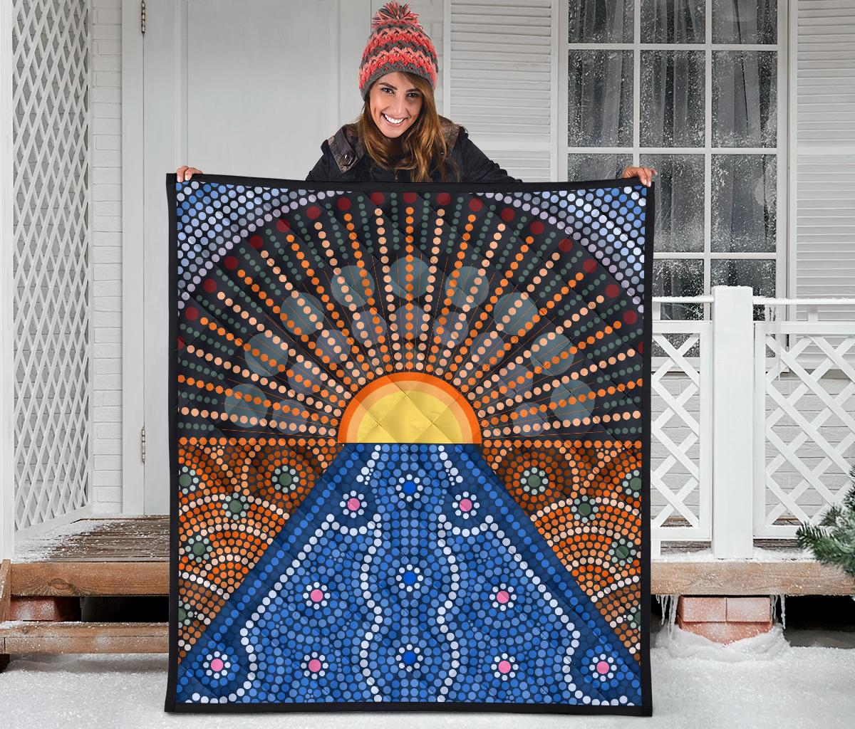 aboriginal-premium-quilt-australia-sunrise-dot-painting-art