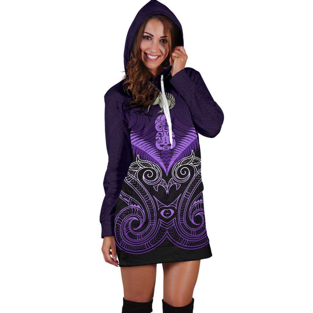 maori-manaia-new-zealand-hoodie-dress-purple