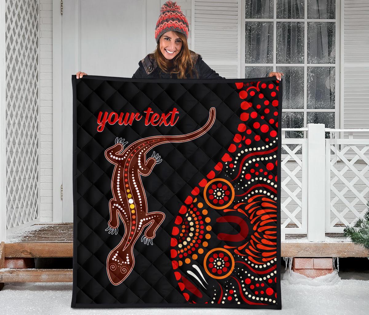 aboriginal-personalised-premium-quilt-aboriginal-lizard-with-dot-painting-pattern