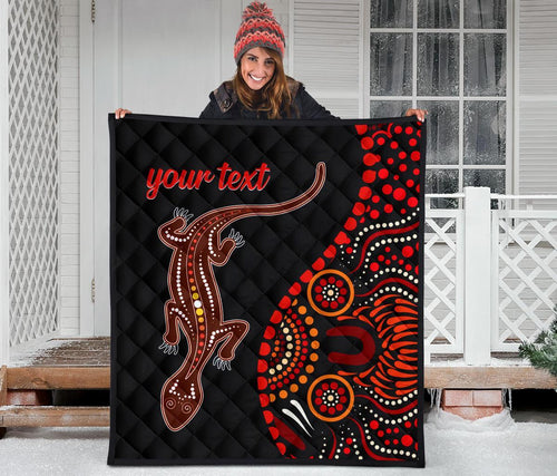 aboriginal-personalised-premium-quilt-aboriginal-lizard-with-dot-painting-pattern