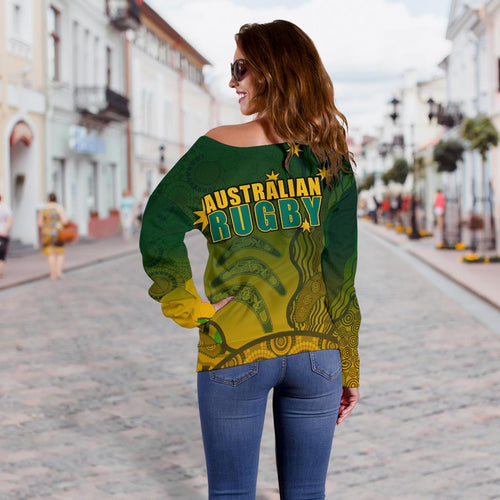 Off Shoulder Sweater, Aboriginal Australian Rugby Sweater - Vibe Hoodie