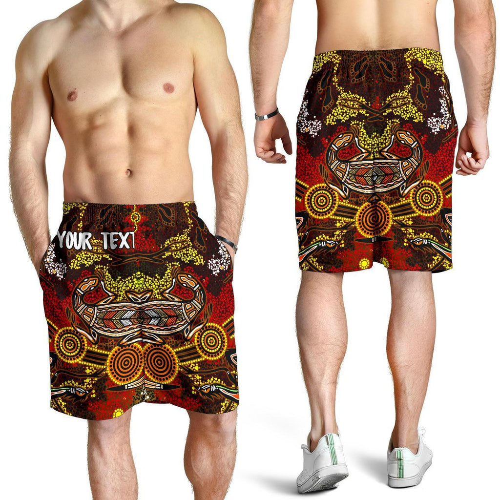 custom-aboriginal-mens-shorts-kangaroo-and-lizard-dot-painting-art