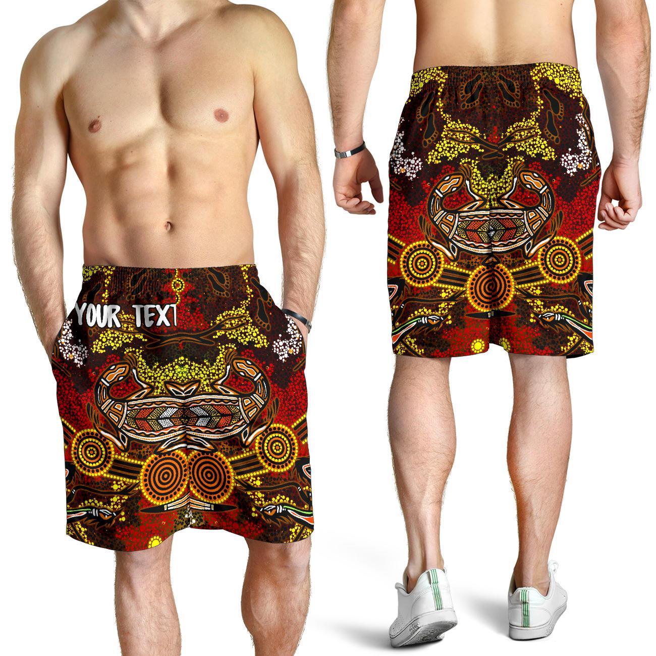 custom-aboriginal-mens-shorts-kangaroo-and-lizard-dot-painting-art