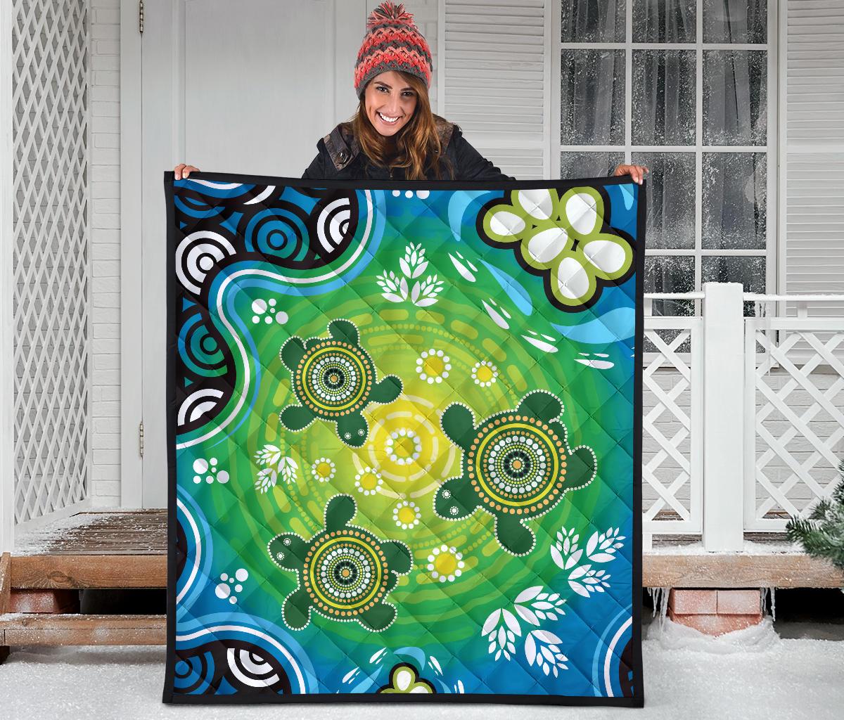 aboriginal-premium-quilt-indigenous-green-turtle