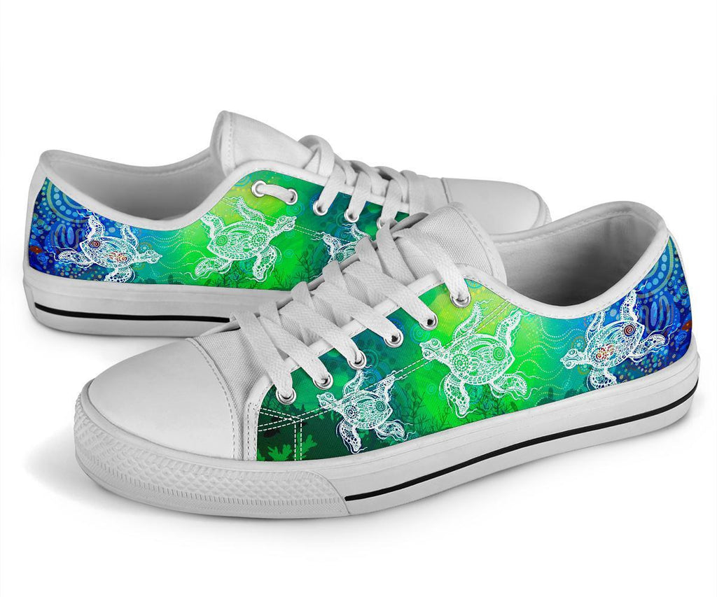 aboriginal-low-top-shoe-indigenous-turtle-ocean-dot-painting-art