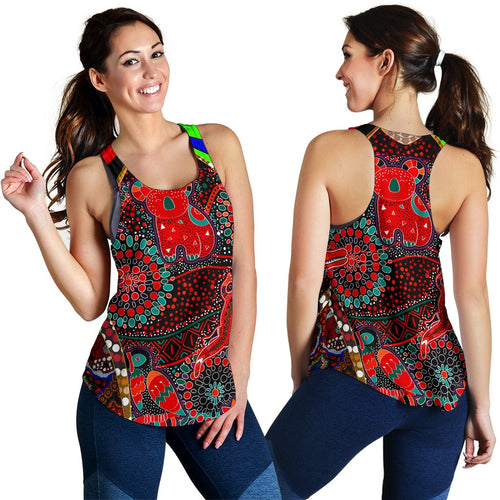 Racerback Tanks- Aboriginal Animal & Dot Acrylic Paint - Vibe Hoodie