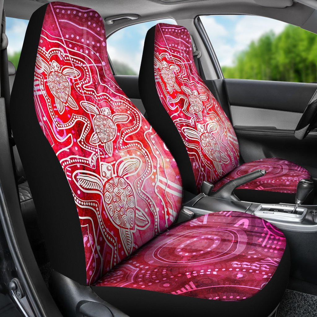 aboriginal-car-seat-covers-sea-turtle-with-indigenous-patterns-pink