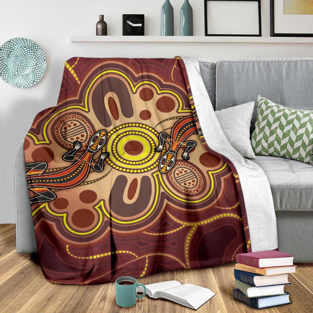aboriginal-premium-blankets-indigenous-lizard-dot-painting-art