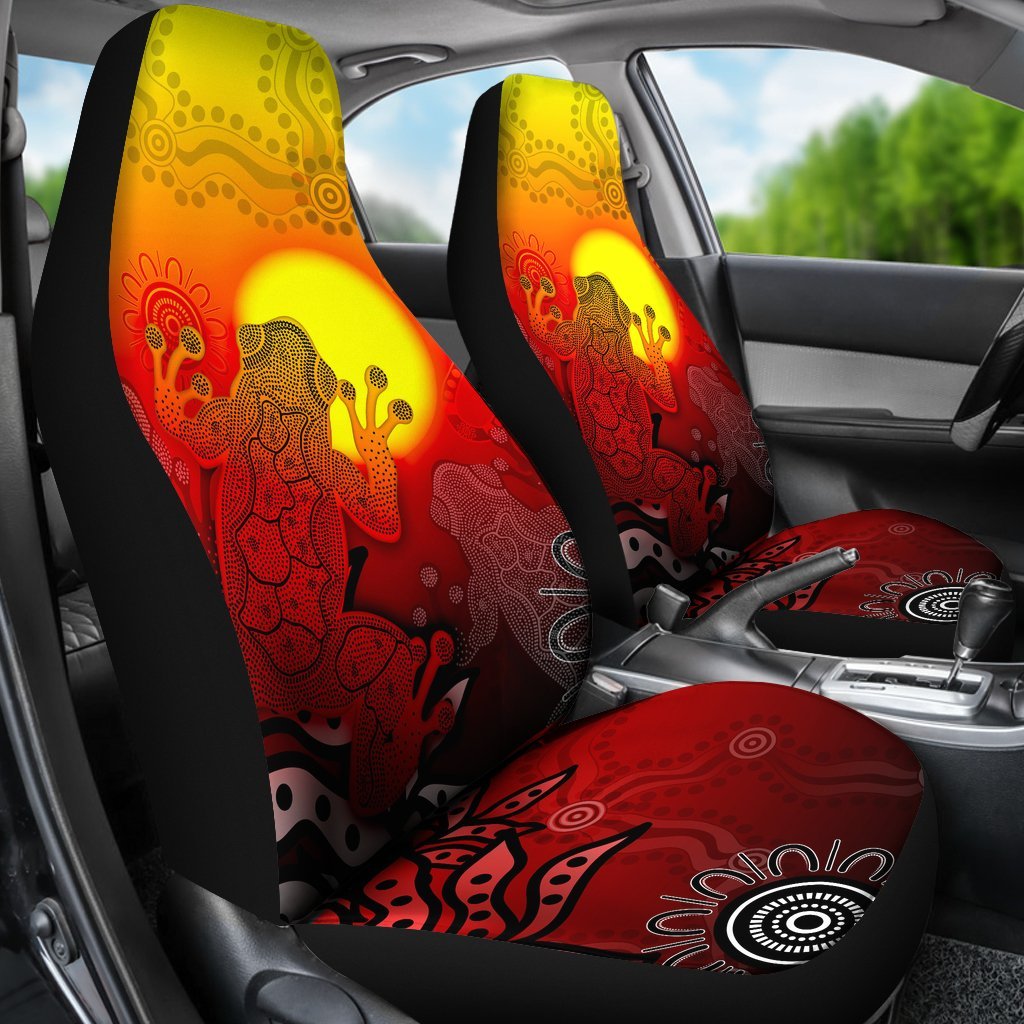 aboriginal-car-seat-covers-indigenous-frog-red