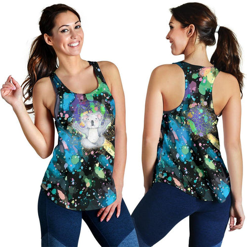 Racerback Tank - Koala Top Tank Meditating Color Art - Women - Vibe Hoodie