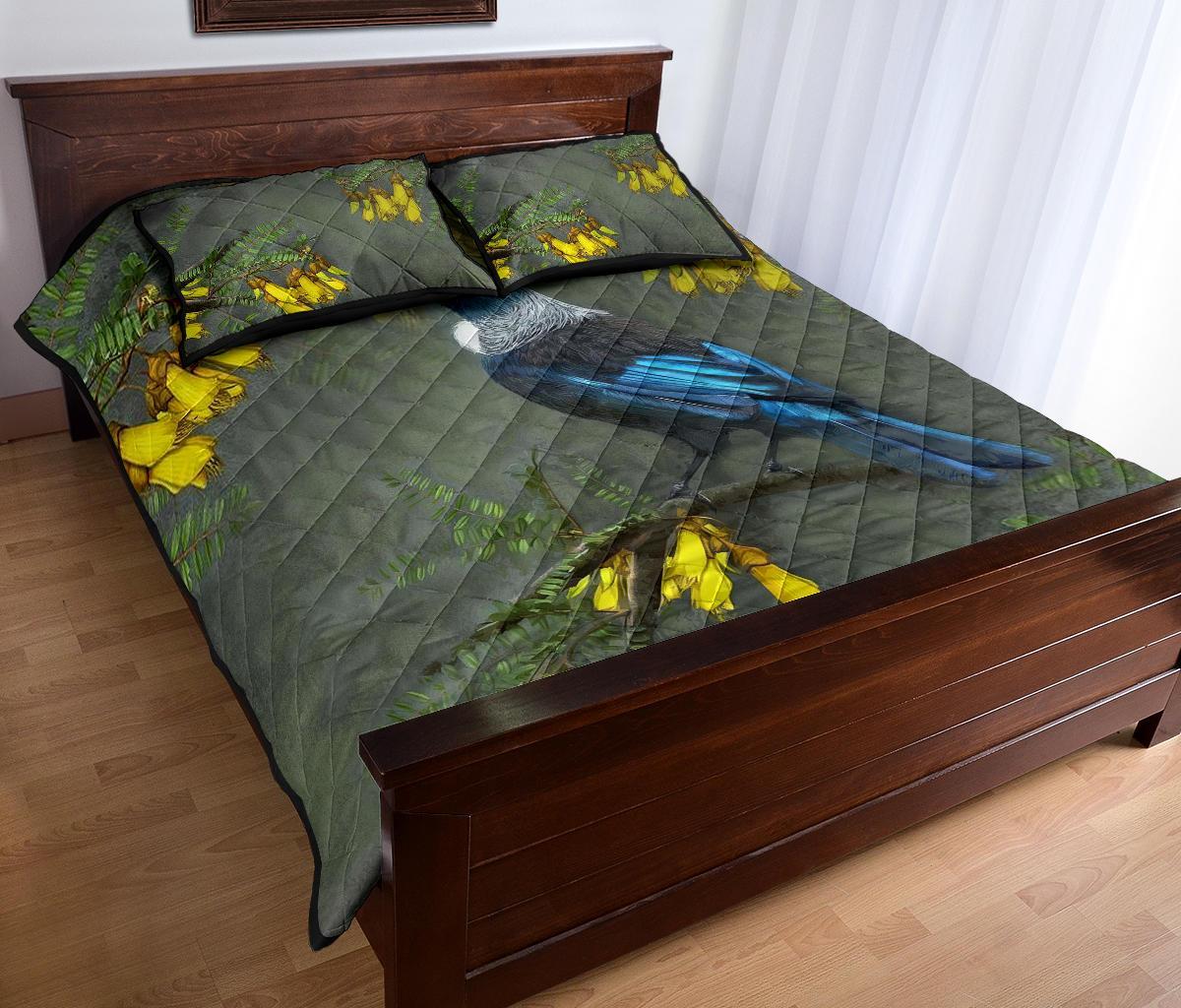 tui-bird-new-zealand-kowhai-tree-quilt-bed-set