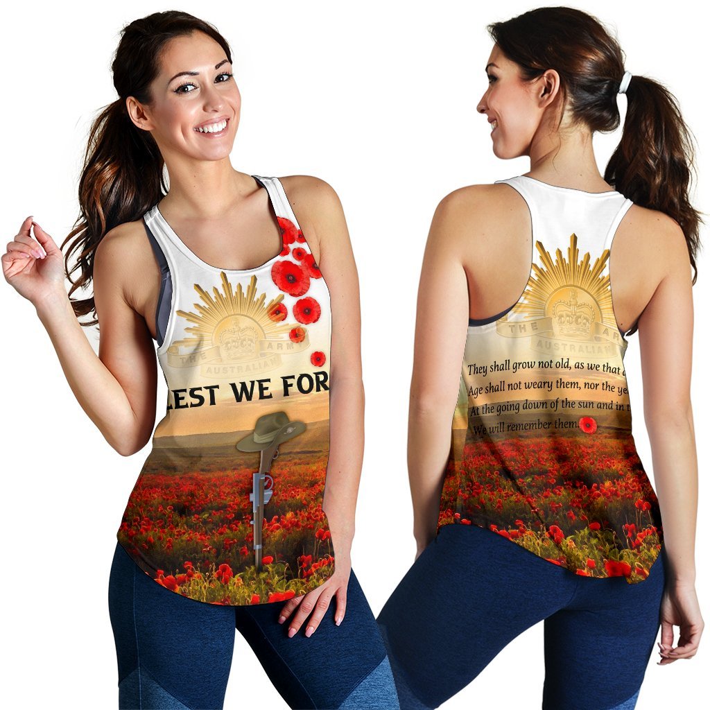 Anzac Day 2021 Women's Racerback Tank - We Will Remember Them - Vibe Hoodie
