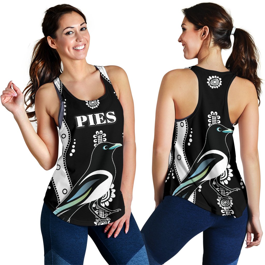 Collingwood Women Racerback Tank Pies Indigenous - Black - Vibe Hoodie