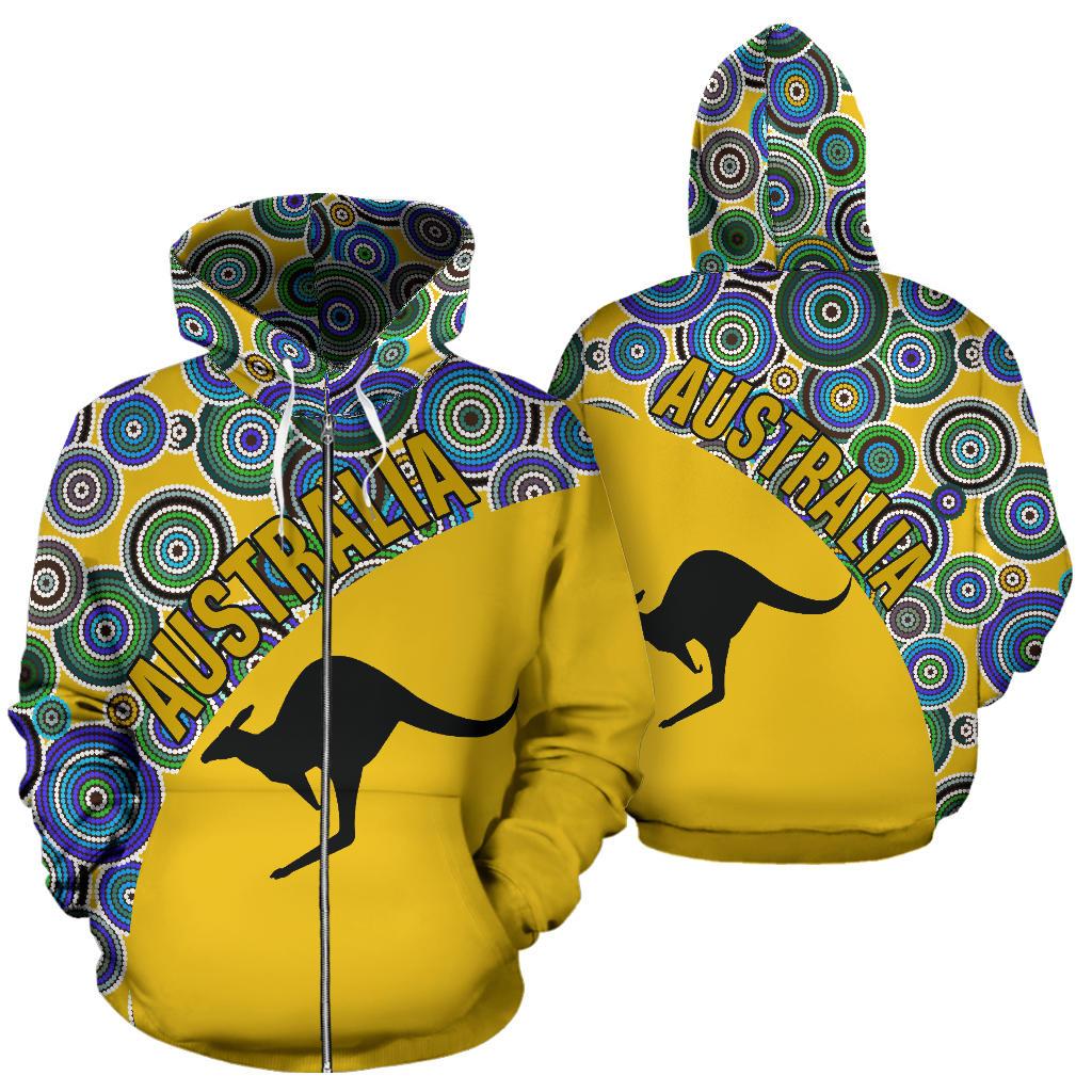 aboriginal-zip-up-hoodie-kangaroo-pattern-circle-dot-painting-ver02