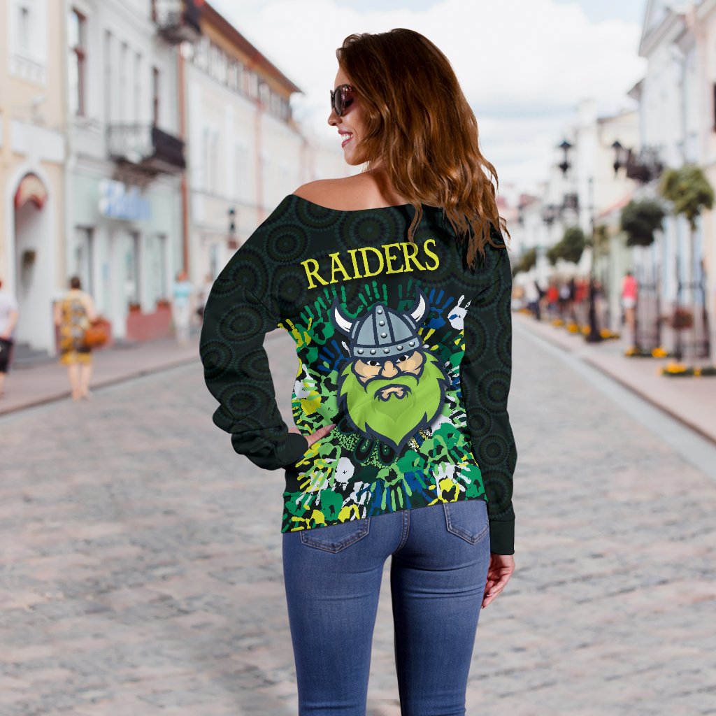 Canberra Women Off Shoulder Sweater Raiders Viking Simple Indigenous - Vibe Hoodie