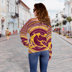 Brisbane Off Shoulder Sweater Broncos Aboriginal - Vibe Hoodie