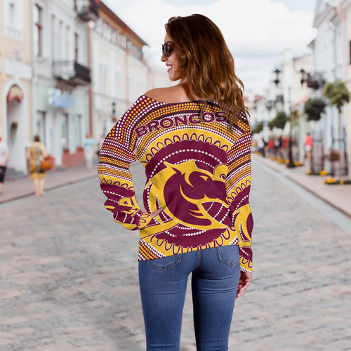 Brisbane Off Shoulder Sweater Broncos Aboriginal - Vibe Hoodie