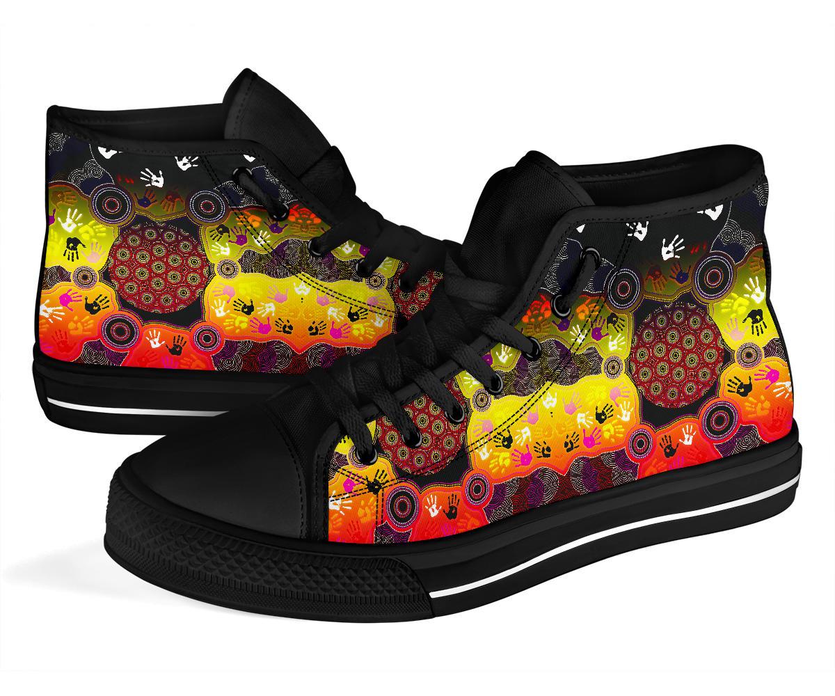 aboriginal-high-top-shoes-indigenous-circle-dot-painting-hand-art