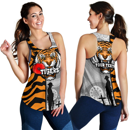 (Custom Personalised) Tigers Women's Racerback Tank Wests Anzac Day Tiger Skin Style - Vibe Hoodie