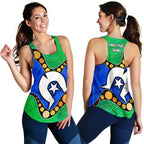 Torres Strait Islands Women's Racerback Tank -  Flag with Aboriginal Patterns - Vibe Hoodie