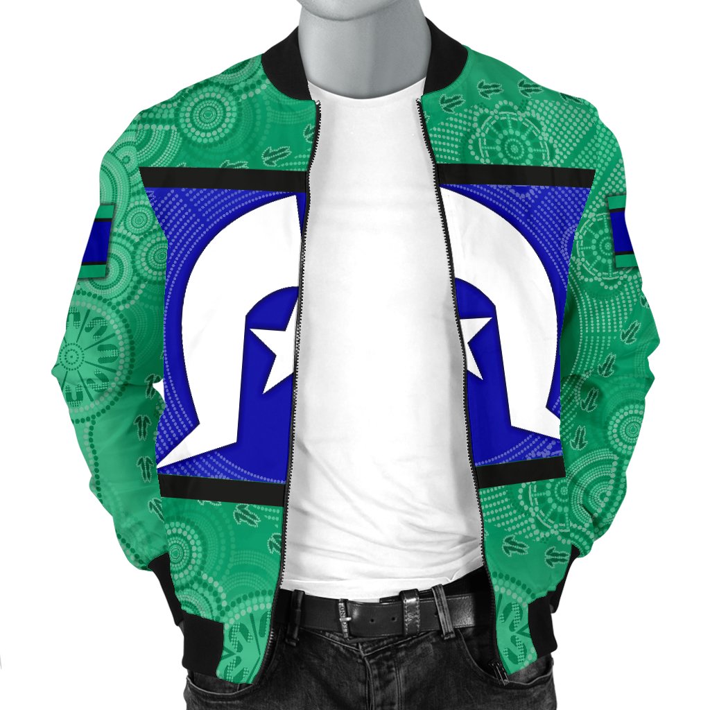 mens-bomber-jacket-torres-strait-islands-flag-with-aboriginal-patterns