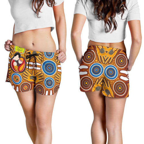 Shorts Women's - Aboriginal Family With Dot Painting art - Vibe Hoodie