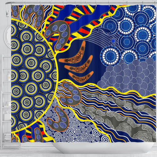 aboriginal-shower-curtain-australian-boomerang-dot-painting-art