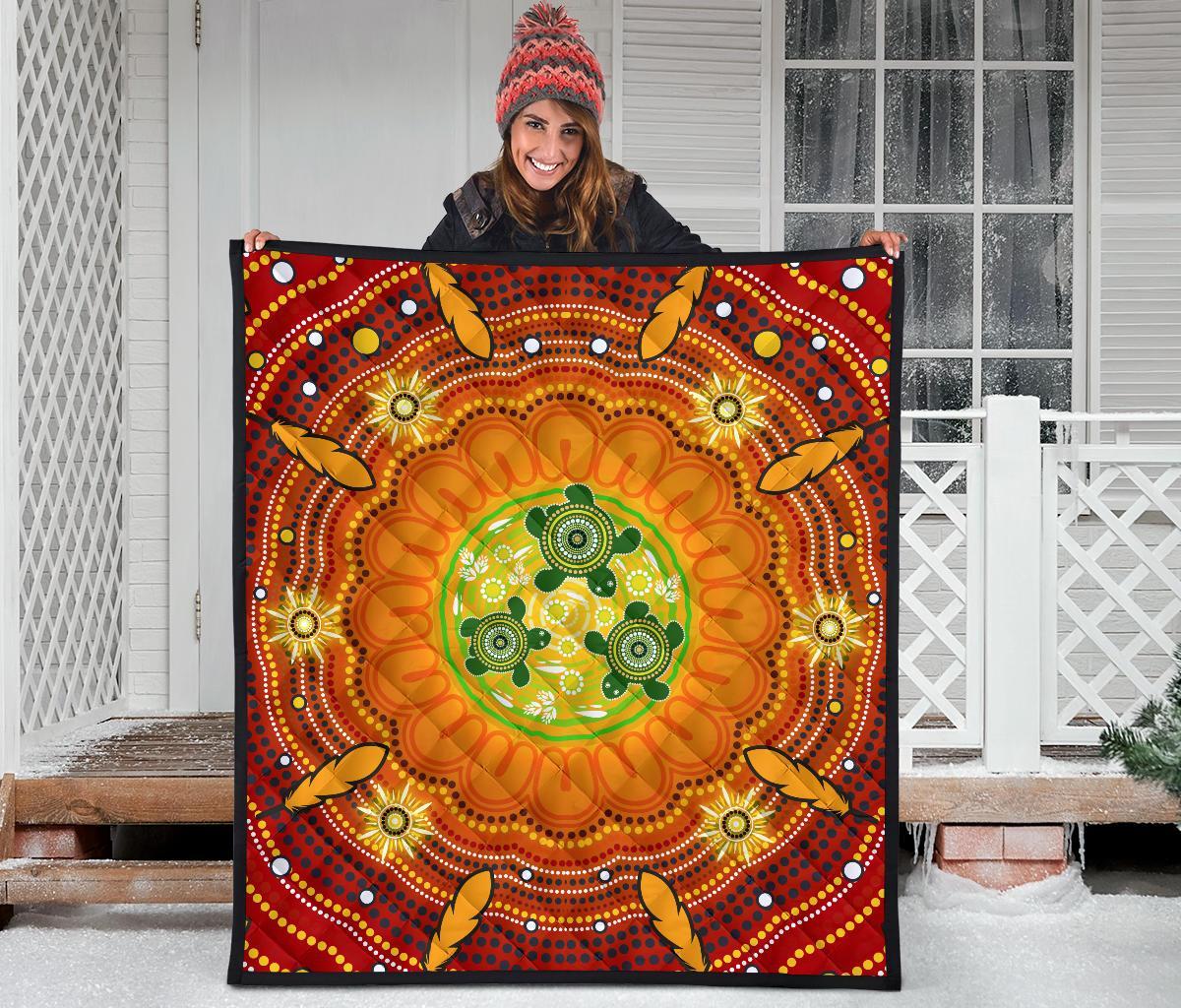 aboriginal-premium-quilt-turtle-circle-dot-painting-art