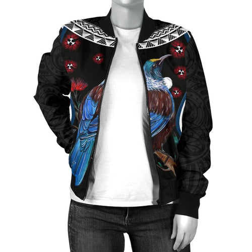 new-zealand-tui-bird-women-bomber-jacket-pohutukawa-black