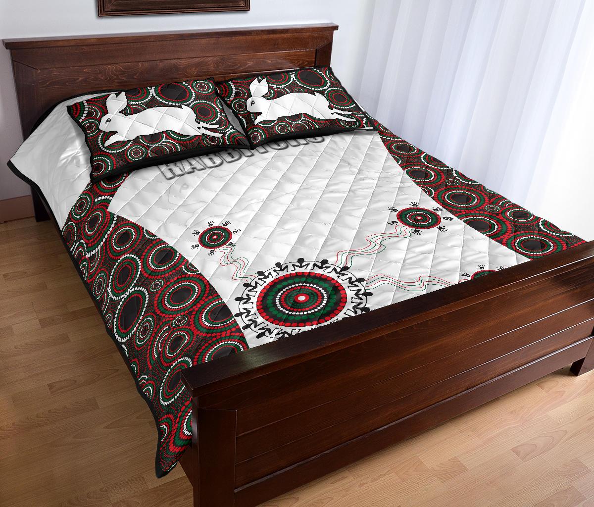 rabbitohs-indigenous-quilt-bed-set