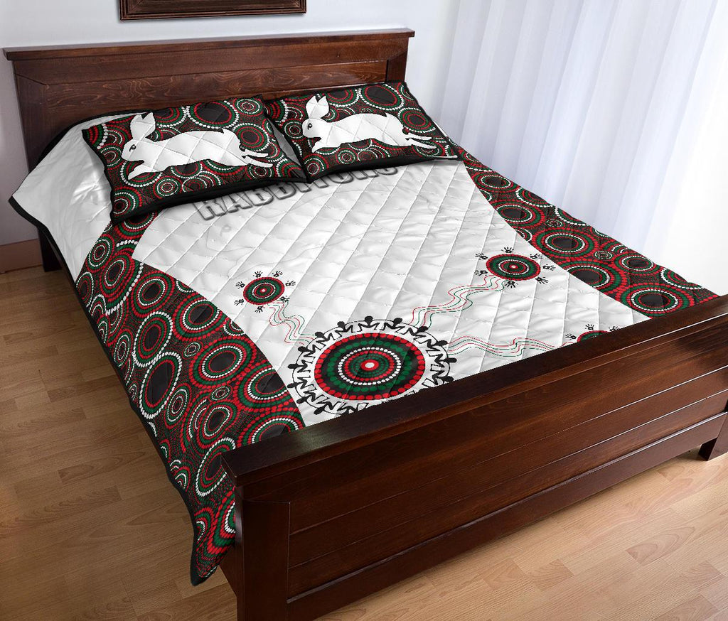 rabbitohs-indigenous-quilt-bed-set