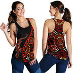 Aboriginal Women's Racerback Tank - Aboriginal Lizard With Dot Painting Patterns - Vibe Hoodie