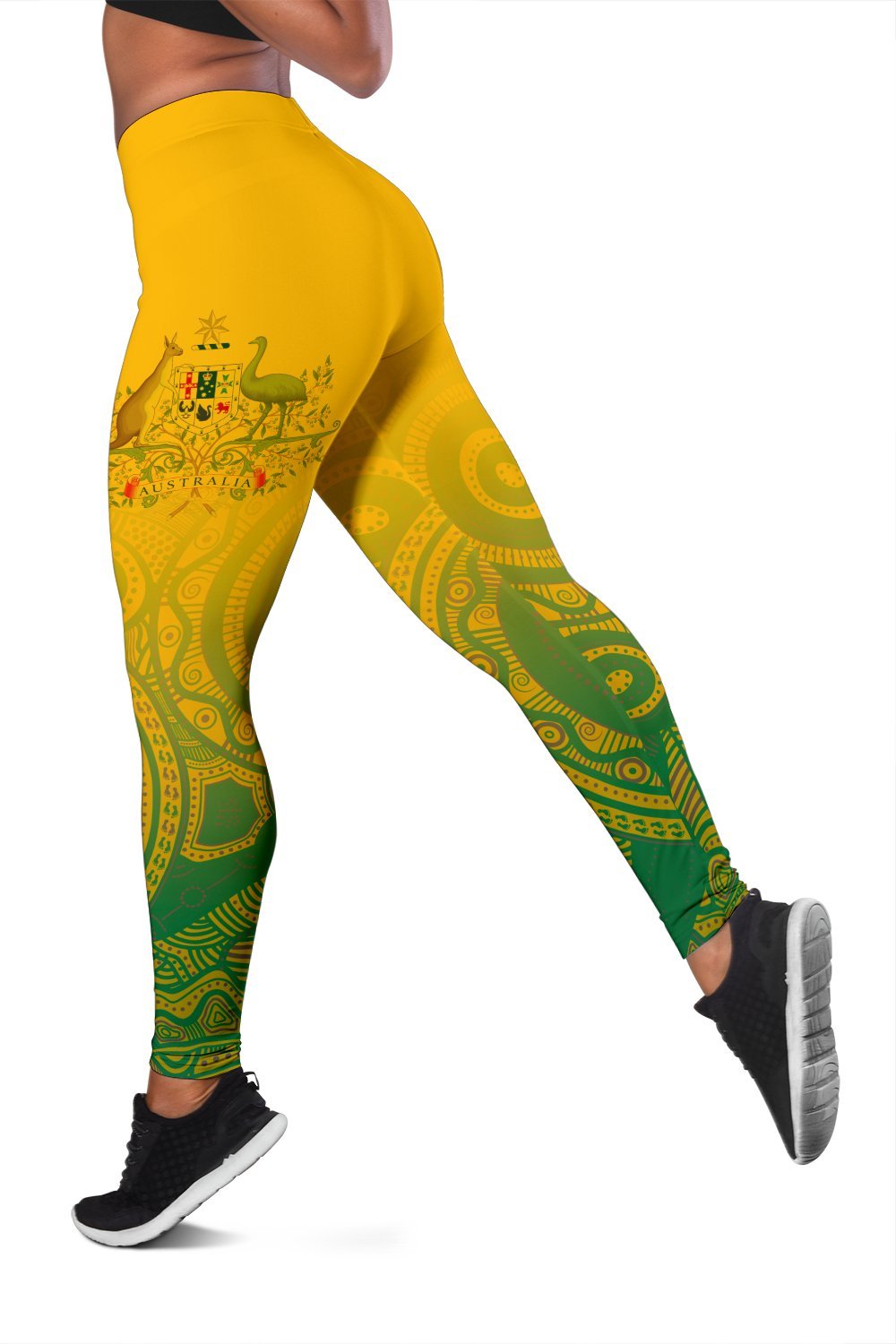 custom-aboriginal-womens-leggings-australia-rugby-and-coat-of-arms