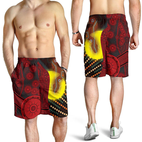 aboriginal-mens-shorts-indigenous-snake-sun-dot-painting