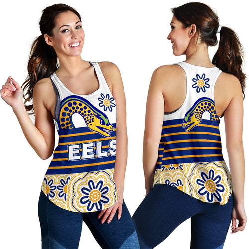 Eels Rugby Women Racerback Tank Indigenous Parramatta Newest White - Vibe Hoodie