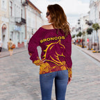 Brisbane Women Off Shoulder Sweater Broncos Indigenous - Vibe Hoodie