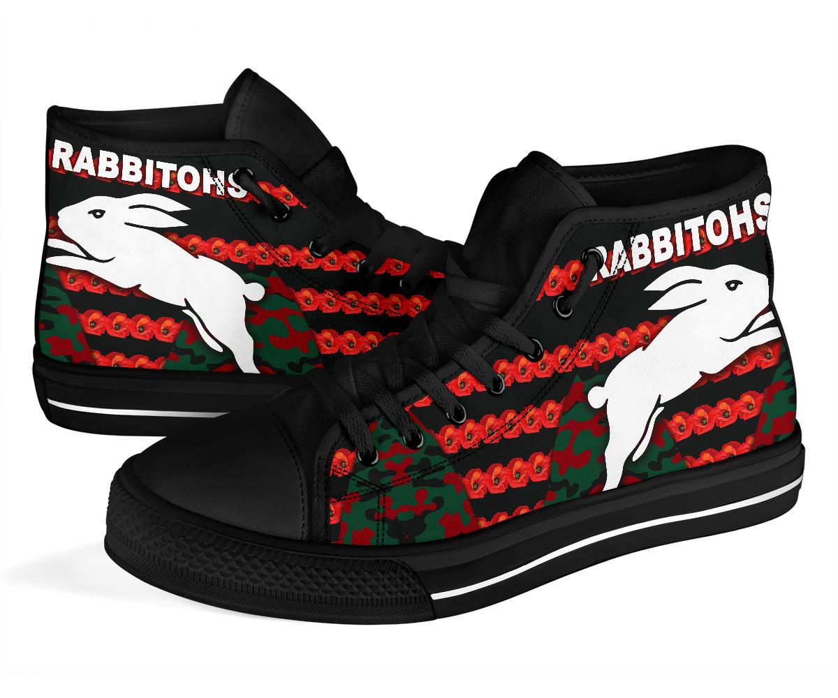 south-sydney-rabbitohs-high-top-shoe-anzac-day-poppy-flower-vibes