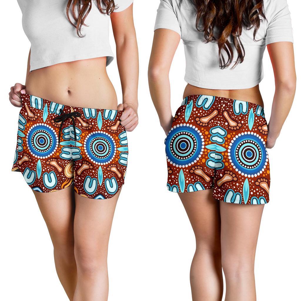 Aboriginal All Over Print Women's Shorts - Indigenous Circle Dot Painting Ver02 - Vibe Hoodie