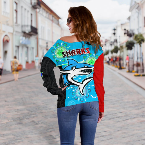 Naidoc Sharks 2021 Off Shoulder Sweater Indigenous Life LT13 - Vibe Hoodie