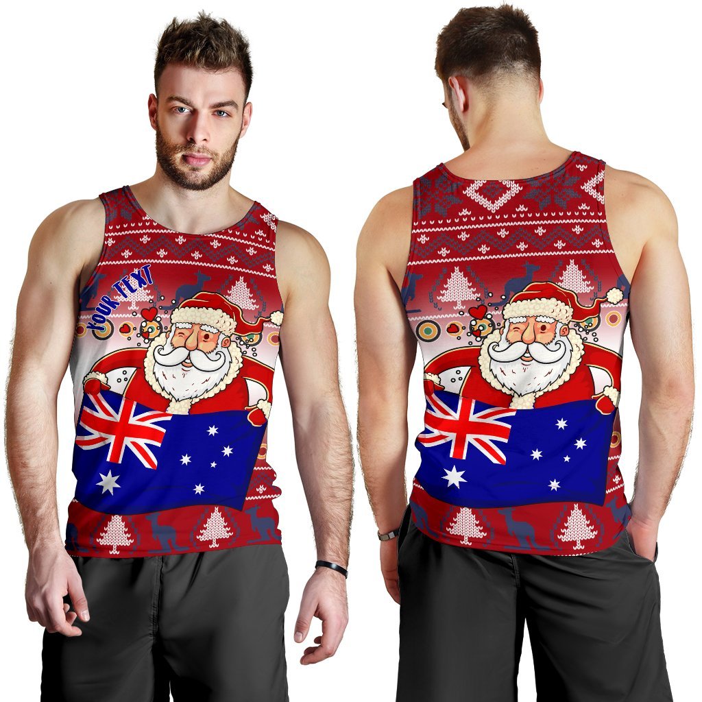 christmas-personalised-mens-tank-top-australia-santa-claus-hold-the-flag-red