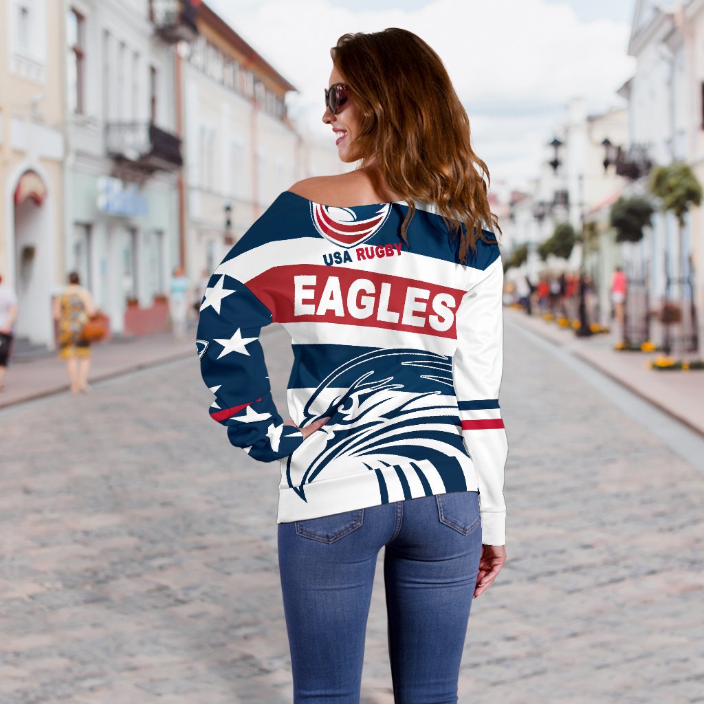 USA Rugby Women's Off Shoulder Sweater Eagles Original Style - Vibe Hoodie