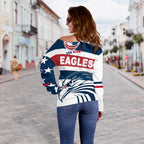 USA Rugby Women's Off Shoulder Sweater Eagles Original Style - Vibe Hoodie