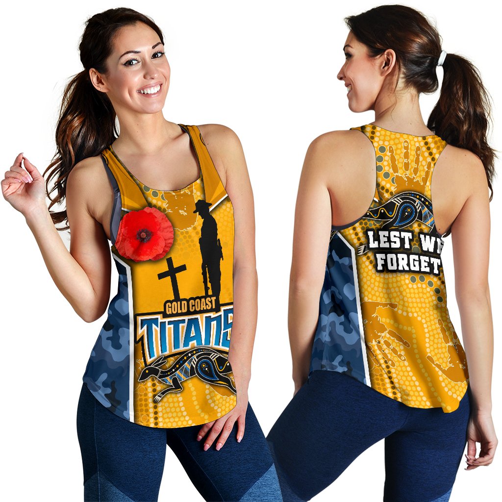 Titans Women's Racerback Tank Gold Coast Anzac Day Armor Version - Vibe Hoodie
