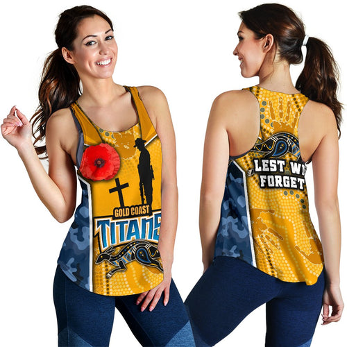 Titans Women's Racerback Tank Gold Coast Anzac Day Armor Version - Vibe Hoodie