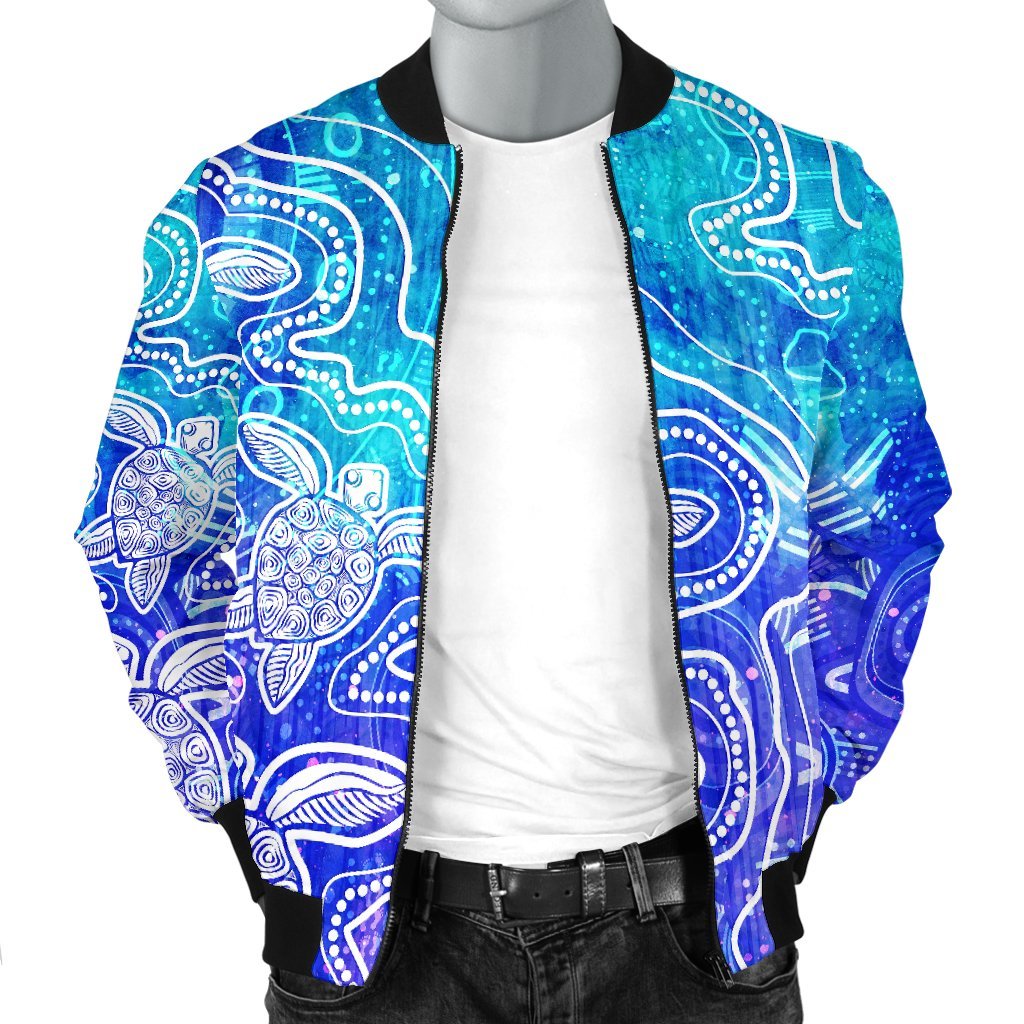 aboriginal-mens-bomber-jacket-sea-turtle-with-indigenous-patterns-blue