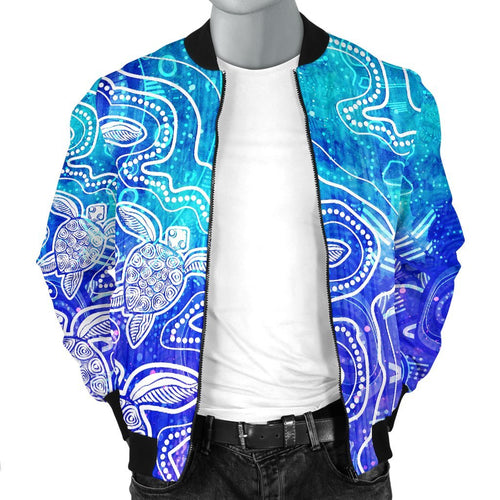 aboriginal-mens-bomber-jacket-sea-turtle-with-indigenous-patterns-blue