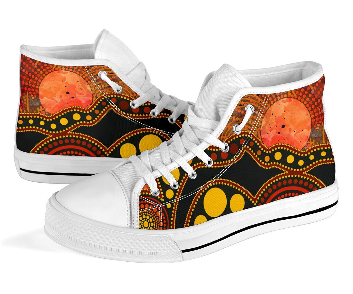 aboriginal-high-top-shoe-australia-indigenous-flag-circle-dot-painting-art-golden